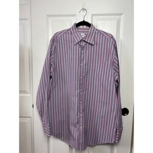 Peter Millar Men's Striped Button Down Dress Shirt Long Sleeve Size Large Cotton